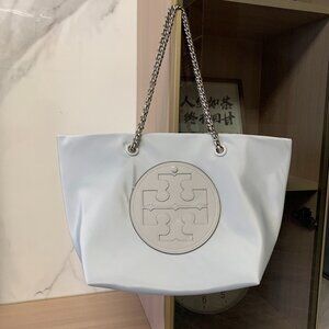 Tory Burch white chain tote bag